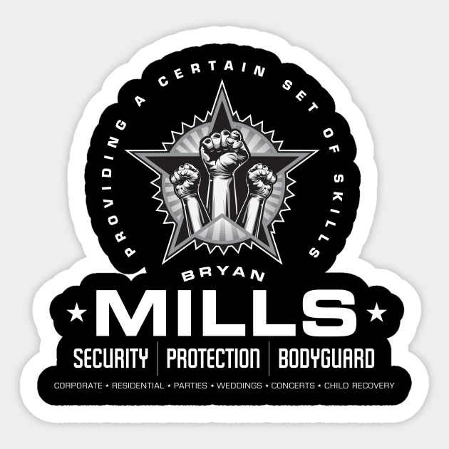 Bryan Mills Protection Services Sticker by MindsparkCreative